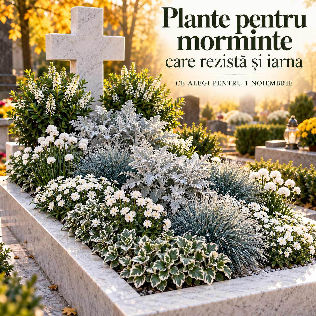 Plante pentru morminte care rezistă și iarna: ce alegi pentru 1 Noiembrie