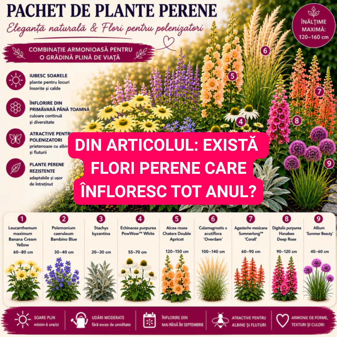 Eleganță clasică și flori pentru polenizatori - pachet cu perene de gradina