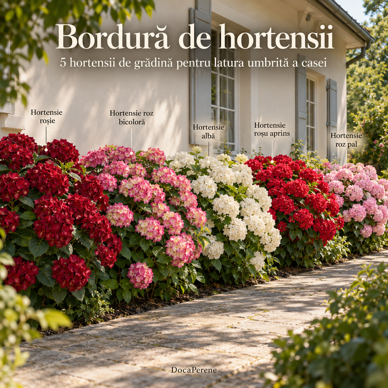 Bordură de hortensii – 5 hortensii de grădină pentru latura umbrită a casei