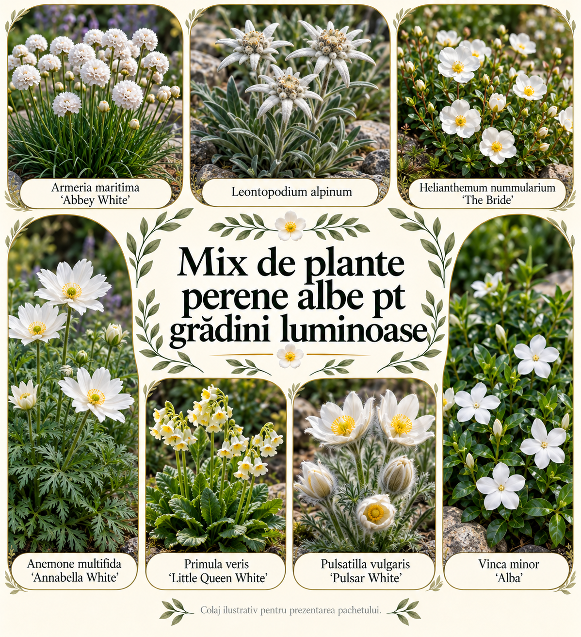 Mix de plante perene albe pt grădini luminoase