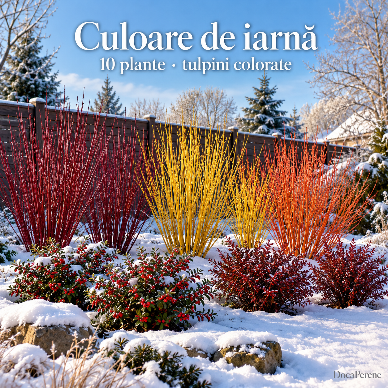 Culoare de iarnă – 10 arbuști cu tulpini colorate și fructe roșii