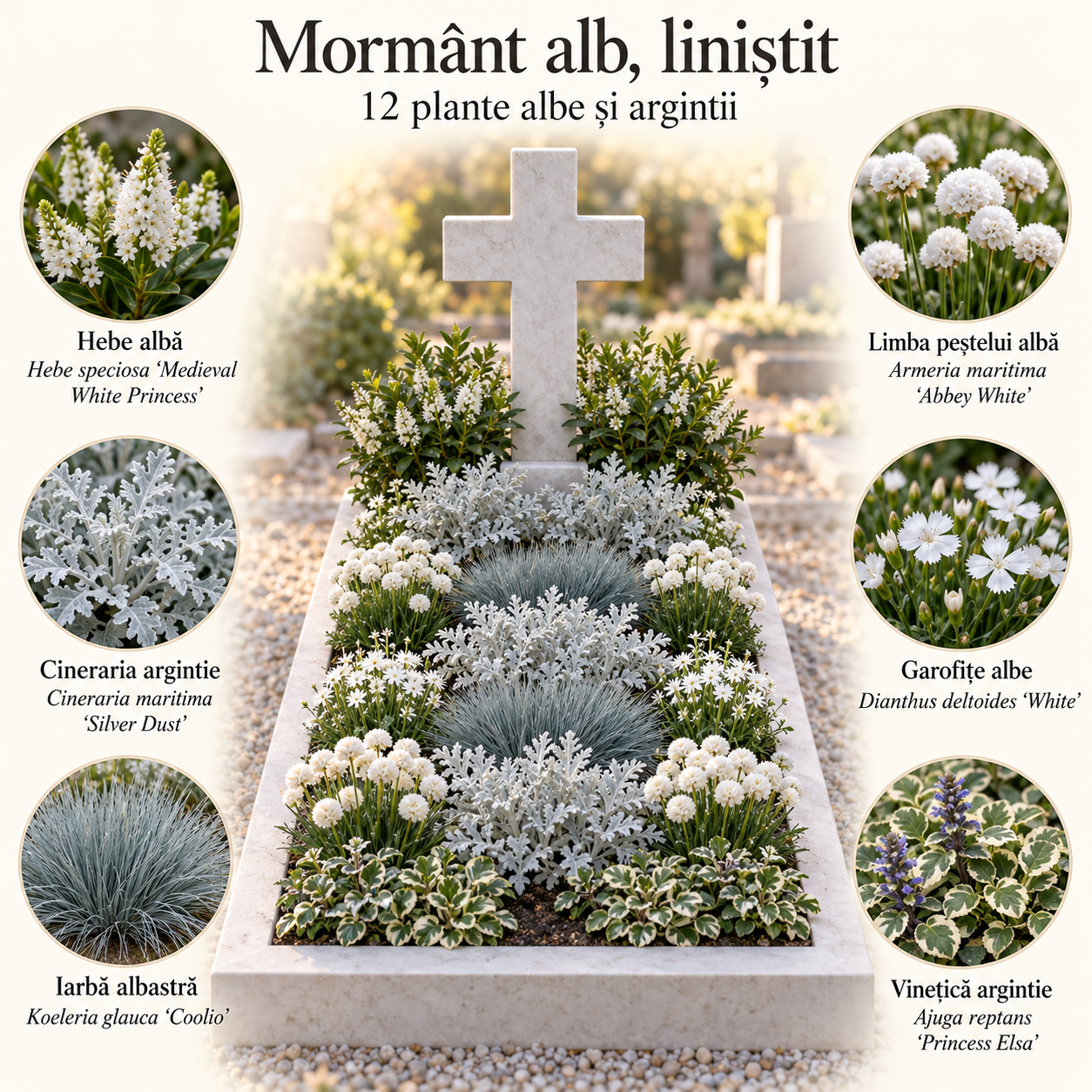 Mormânt alb, liniștit – 12 plante albe și argintii