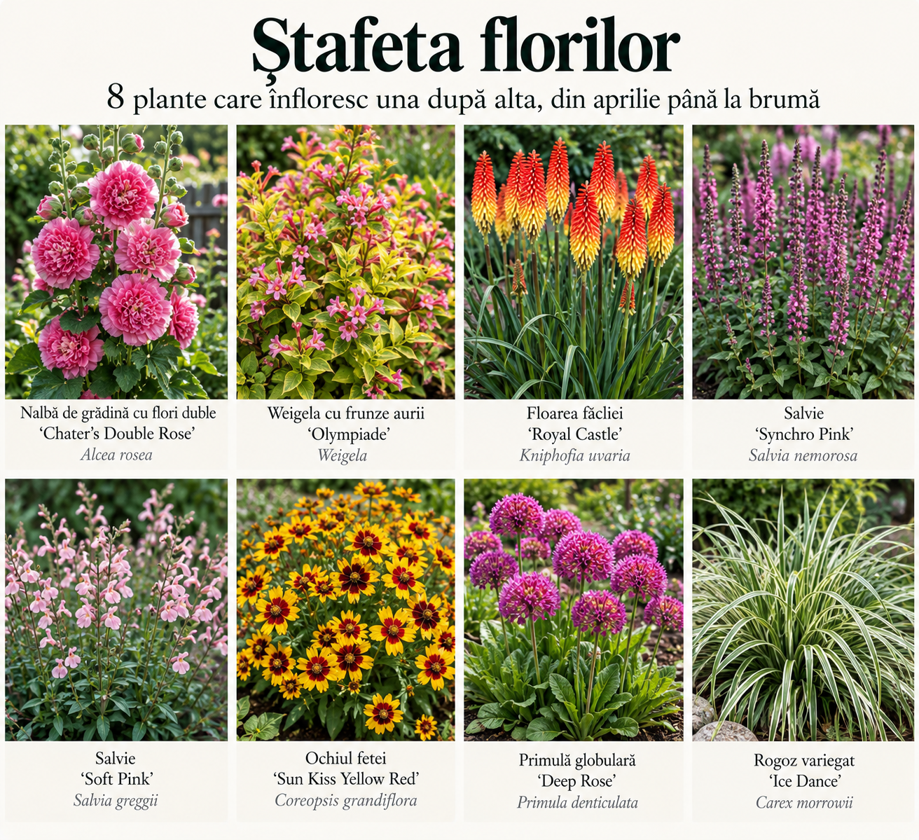 Ștafeta florilor – 8 plante care înfloresc una după alta, din aprilie până la brumă